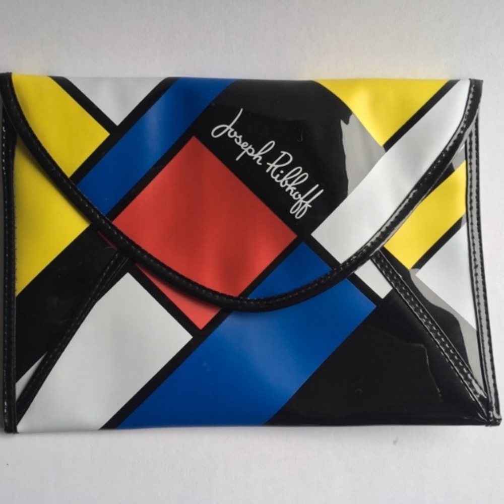 Joseph Ribkoff Geometric Colorblock Clutch oversized envelope yellow blue black